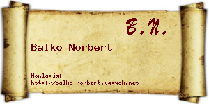 Balko Norbert névjegykártya